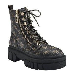 GUESS Womens 6.5 M Brown Multi Ferina Zip or Lace Up Combat Boots Display HJ3